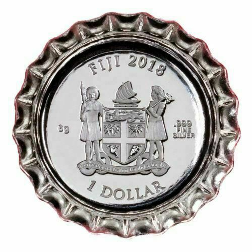 Fiji 2018 $1 Proof Coke Coca-Cola Bottle Cap 6g Silver