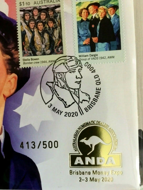 Australia 2020 $2 Coloured Uncirculated ANDA End of WWII 75th Anniversary ANDA Stamp and Coin Cover PNC x 2 Matching Pair 413/500
