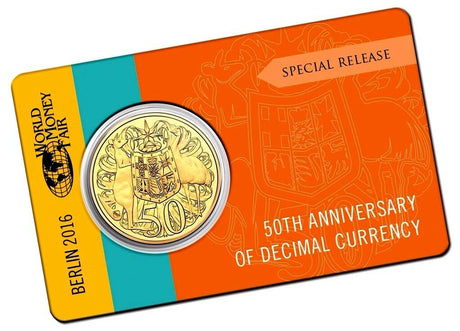 Australia 2016 50 Cent Gold Plated Specially Polished Dies Round WMF 1st Privy Mark Low Mint 5000