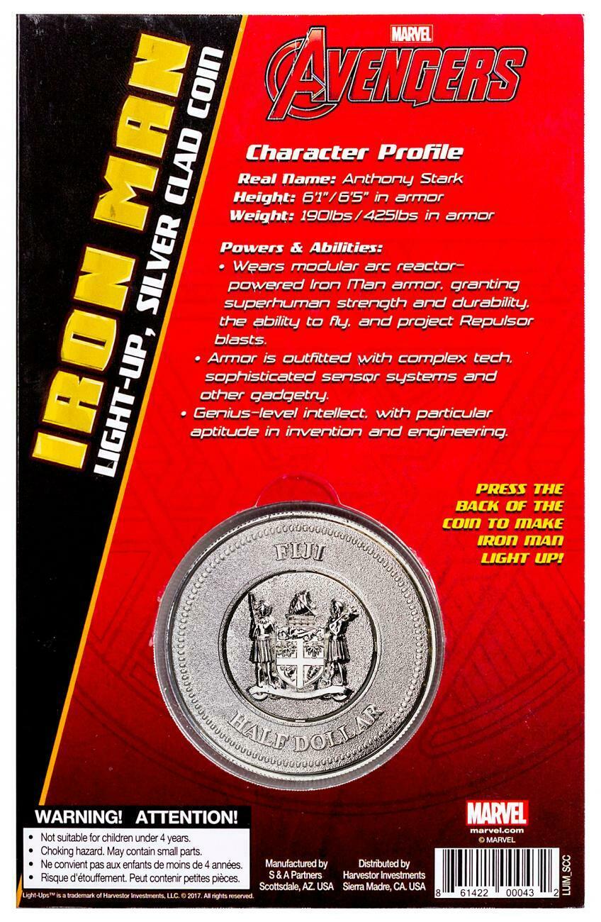 Fiji 2017 50 Cent Half Dollar Coloured Uncirculated Iron Man Marvel Light-Ups