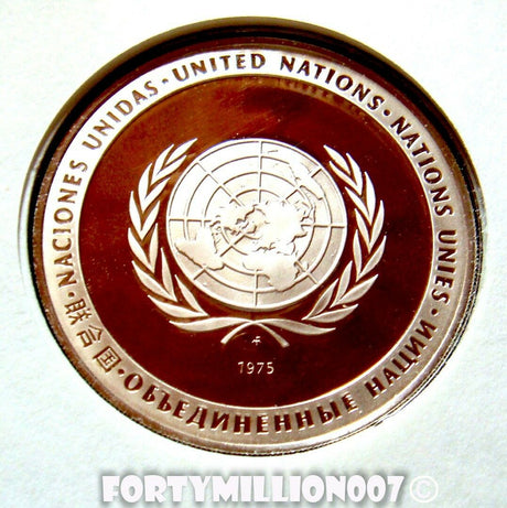 United Nations 1975 Medal Proof International Women's Year Silver First Day Cover Stamp and Medal Cover PMC