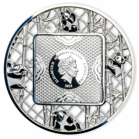 Solomon Islands 2021 $5 Panda  Filigree 2oz Silver Proof-like Coin