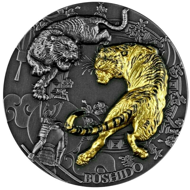 Niue 2021 $5 Bushido Japanese Code 2 Oz Silver Gilt Coin Reverse