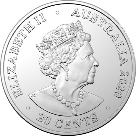 Australia 2020 20 Cents Coloured Uncirculated AC/DC - For Those About to Rock LP Styled