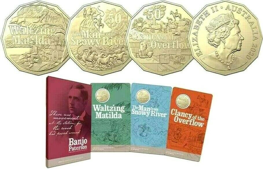 Australia 2020 50 Cents 3 Coin Uncirculated Set Carded Banjo Paterson