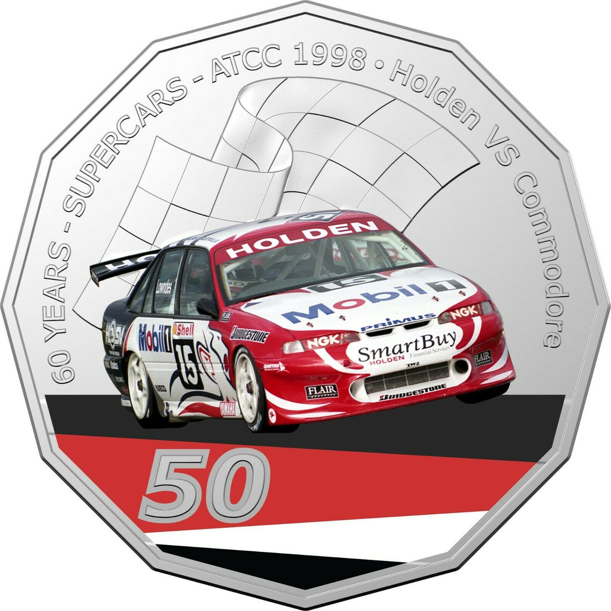 Australia 2020 50 Cent Coloured Uncirculated 60 Years of Supercars 1998 Holden VS Commodore