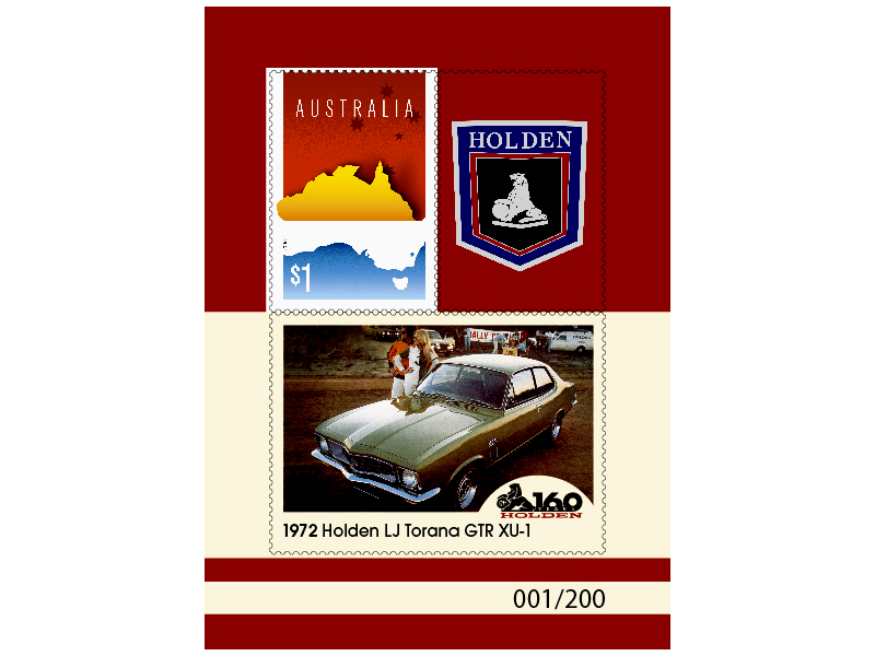 Australia 2017 Holden LJ Torana Box Set Silver Plated Grille Badge & Stamp