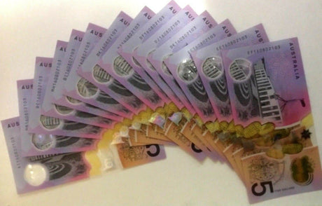 Australia 2016 $5 Uncirculated Matching Serial Numbers"160802103" 14 Notes Banknotes