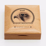 Mongolia 2016 500 Togrog Wildlife Protection Saker Falcon .999 1oz Antique Silver Wooden Box