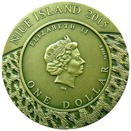 Niue Island 2015 $1 Snow Leopards Swarovski Crystal Eyes 1 Oz Silver