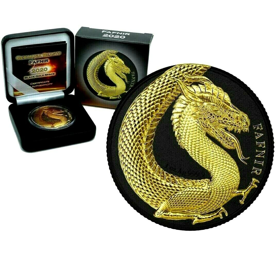 Germania 2020 5 Mark Fafnir Dragon Black Gold Space Edition 1 Oz Silver Gilded