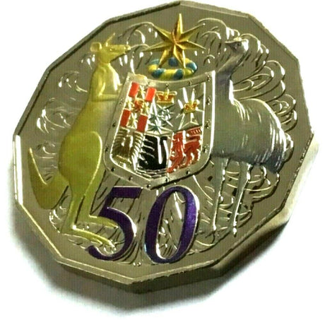 Australia 2012 50 Cent Uncirculated Hypermetal Colour Coat of Arms