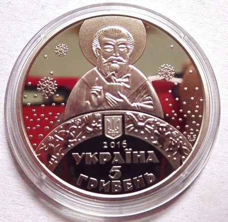Ukraine 2016 5 UAH St. Nicholas's Day Christmas coin in Card