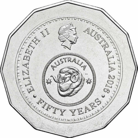 Australia 1966 – 2019 50 Cent Uncirculated Queen Elizabeth II Portrait 7-coin collection