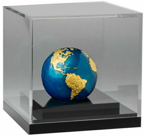 Barbados 2021 $5 Blue Marble Earth Spherical 24K Gold Plate