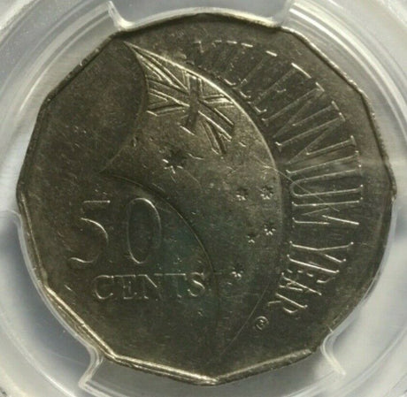 Australia 2000 50 Cent Incused PCGS AU53