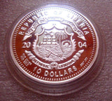 Liberia 2004 $10 Proof Japan Blakiston's Fish-Owl Gold Plated Silver Diamond Eyes