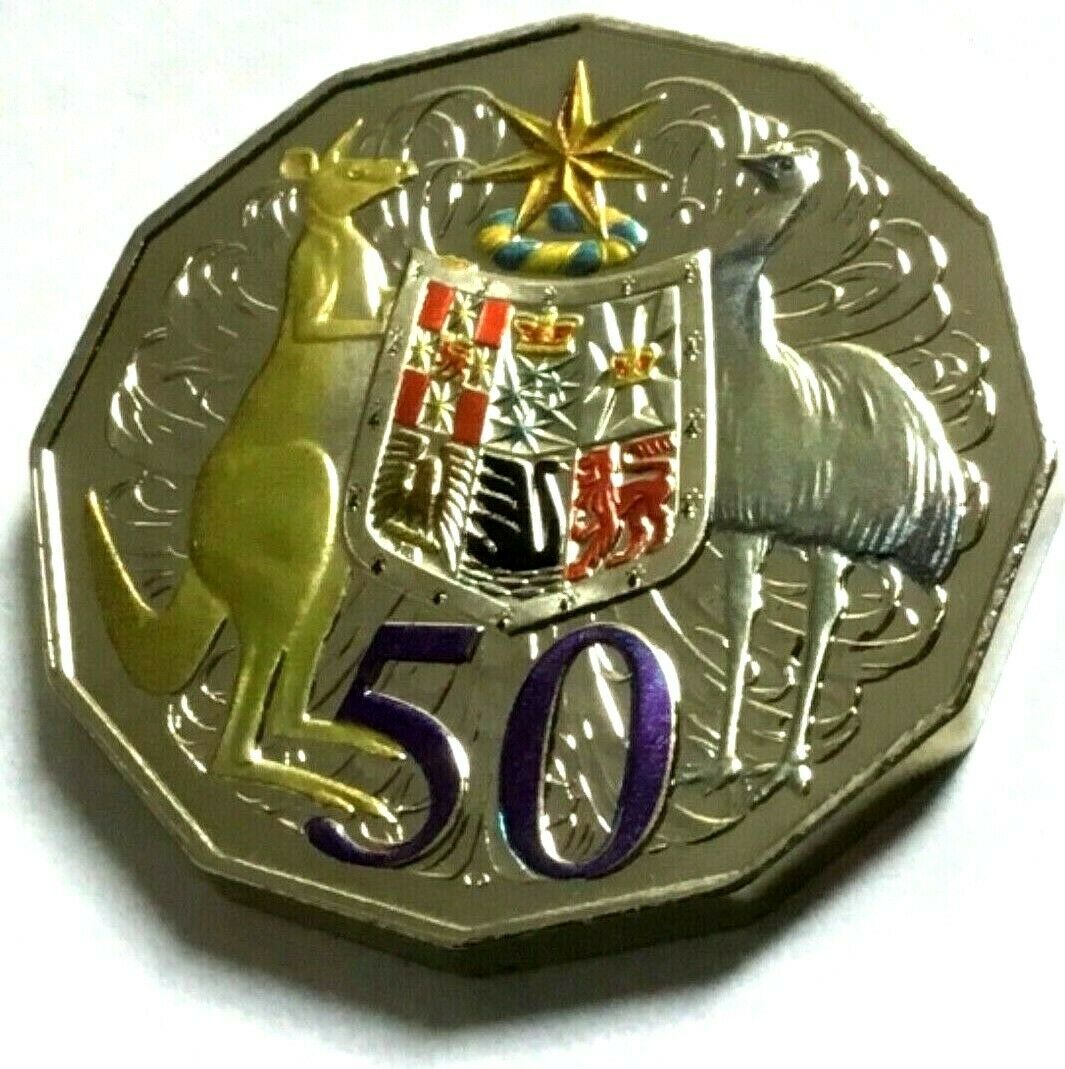 Australia 2012 50 Cent Uncirculated Hypermetal Colour Coat of Arms