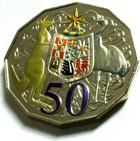 Australia 2012 50 Cent Uncirculated Hypermetal Colour Coat of Arms