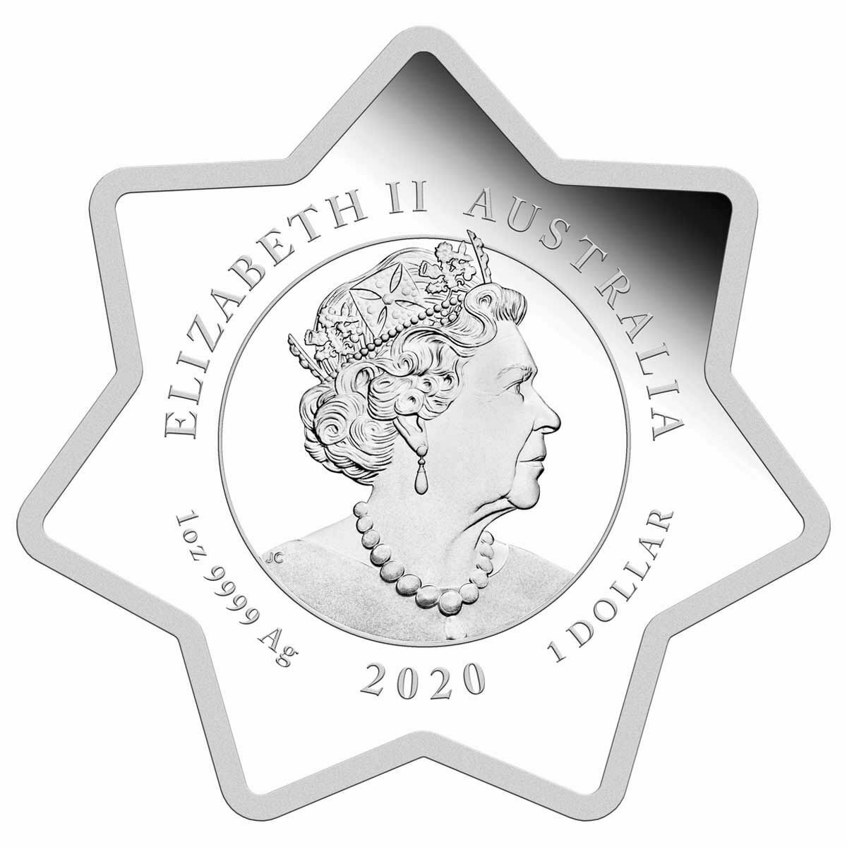 Australia 2020 $1 Uncirculated 1 Oz Star Shaped Christmas Garland Australian Native Flowers Obverse