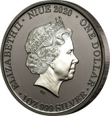 Niue 2020 $1 Australia at Night Echidna 1oz .999 Silver Black Proof Proof