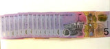 Australia 2016 $5 Uncirculated Matching Serial Numbers"160802103" 14 Notes Banknotes