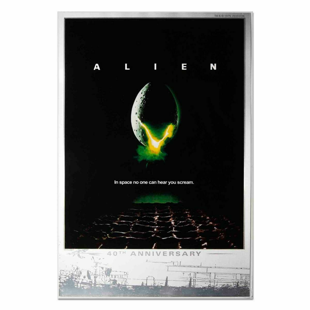 2019 Alien 40th Anniversary 1979 Movie Poster Silver Foil Perth Mint