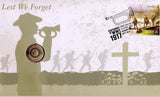 Australia 2017 $2 Coloured Uncirculated ANZAC Lest We Forget Stamp and Coin Cover PNC