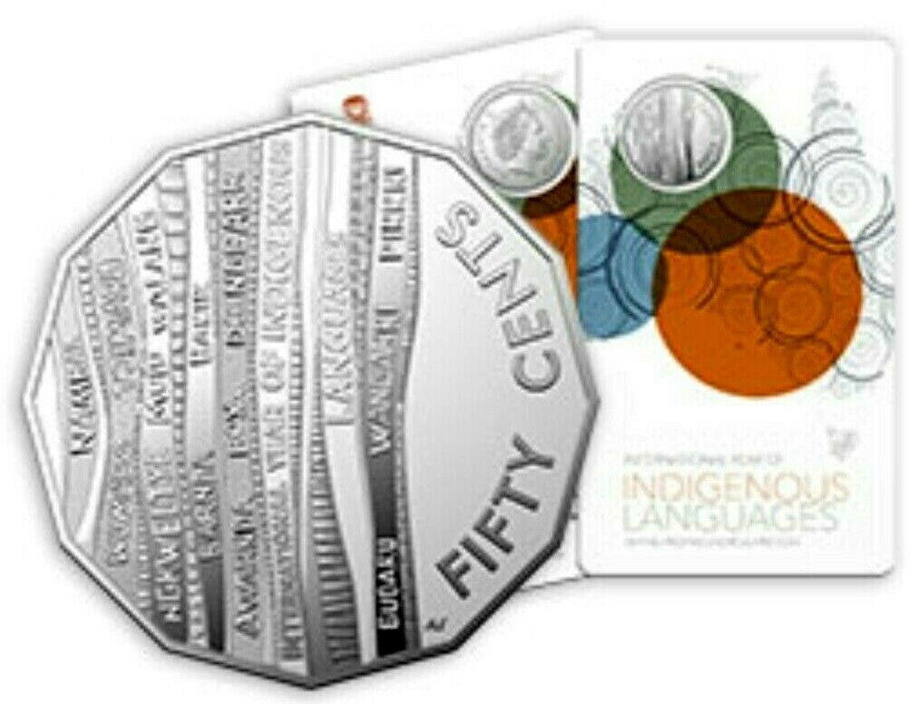 Australia 2019 50 Cent Frosted Uncirculated International Year of Indigenous Languages Carded
