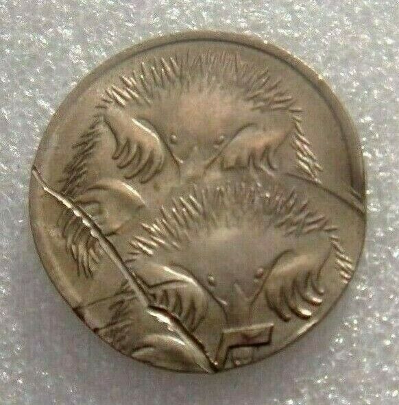 Australia 1975 5 Cent Error Double Strike Uncirculated Twin Echidna