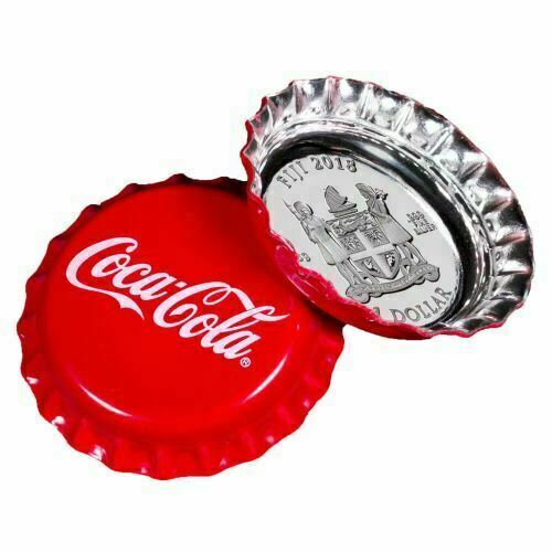 Fiji 2018 $1 Proof Coke Coca-Cola Bottle Cap 6g Silver