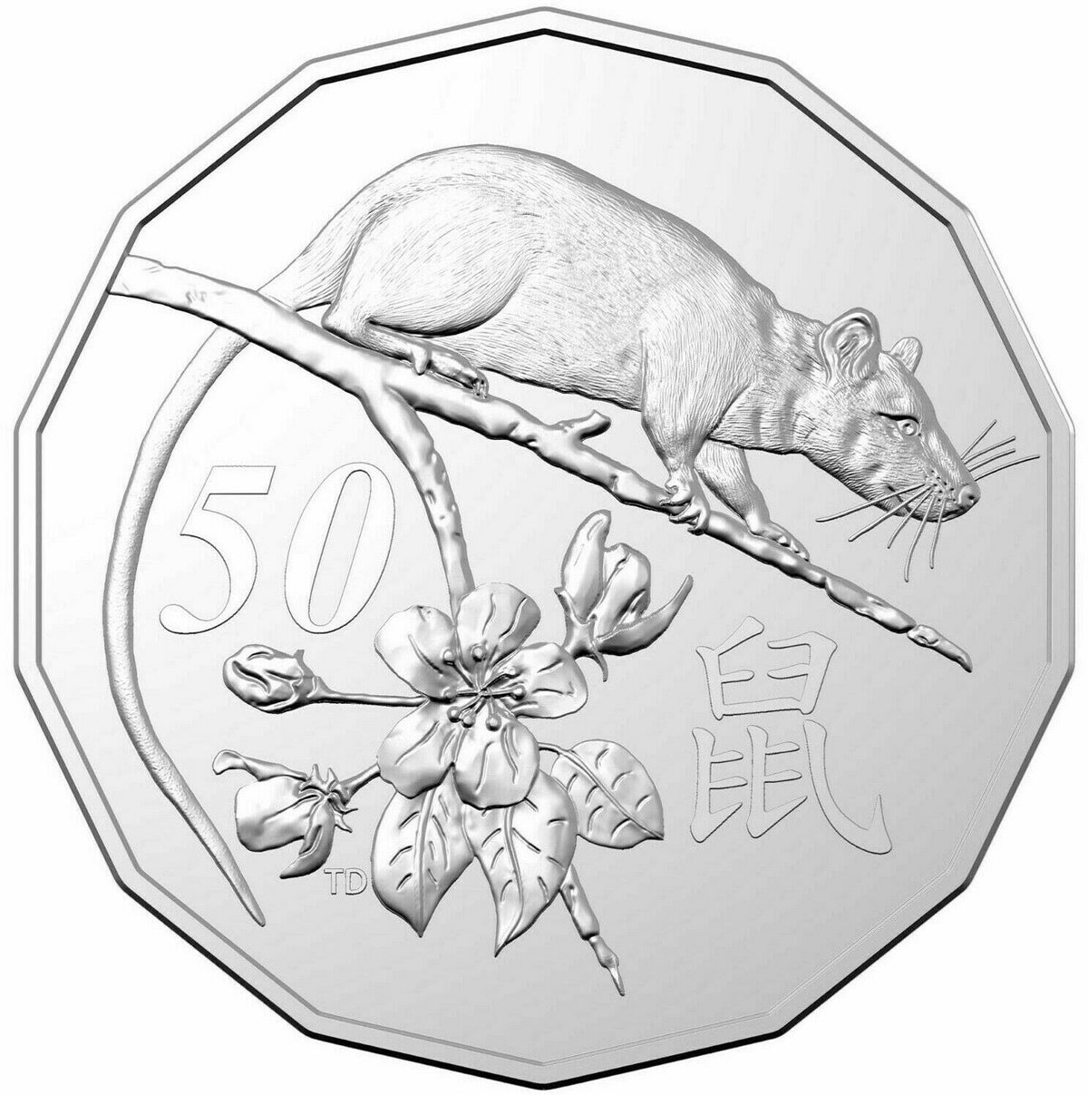 Australia 2020 50 Cent Lunar Year of the Rat Tetra-decagon 12 sided