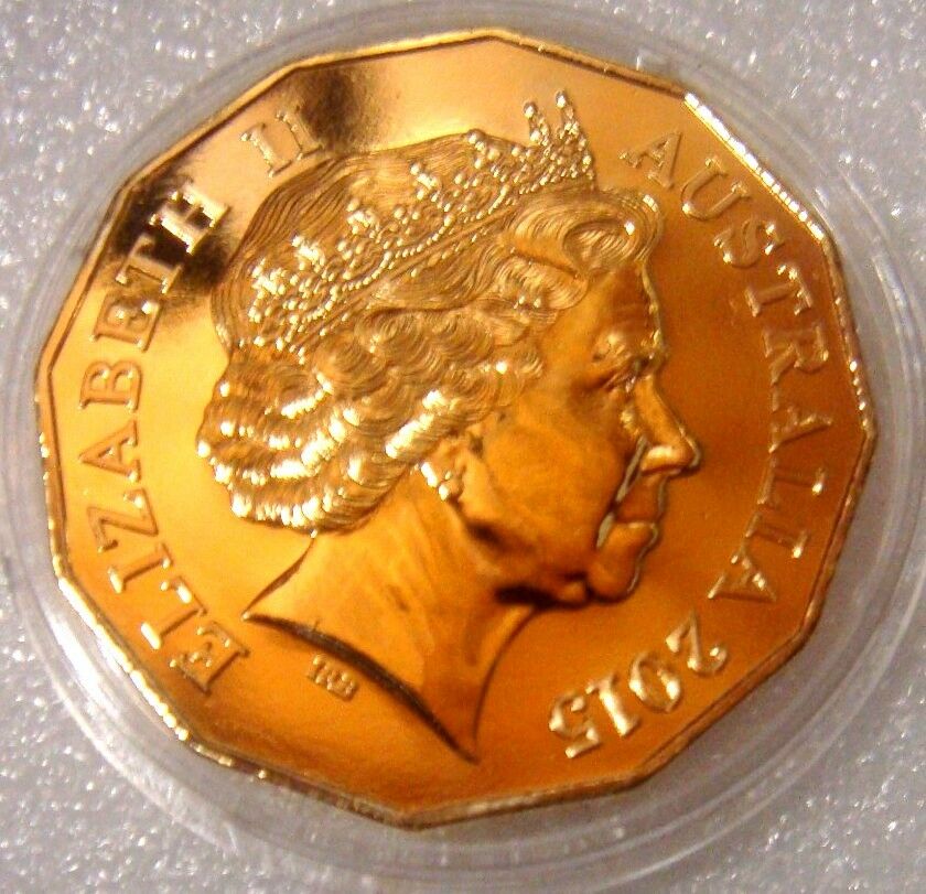 Australia 2015 50 Cent Uncirculated Gold Plate Specially Polished Dies Superstrike Low Mint 22265
