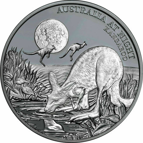 Niue 2019 $1 Australia at Night Kangaroo 1oz Silver Black Proof