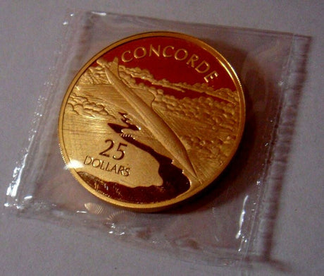 Australia 2005 $25 Concorde 1 Oz  .999 Silver 24k Gold Plated Proof