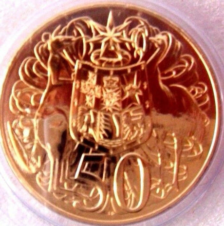 Australia 2016 50 Cent Gold Plated Specially Polished Dies Round WMF 1st Privy Mark Low Mint 5000