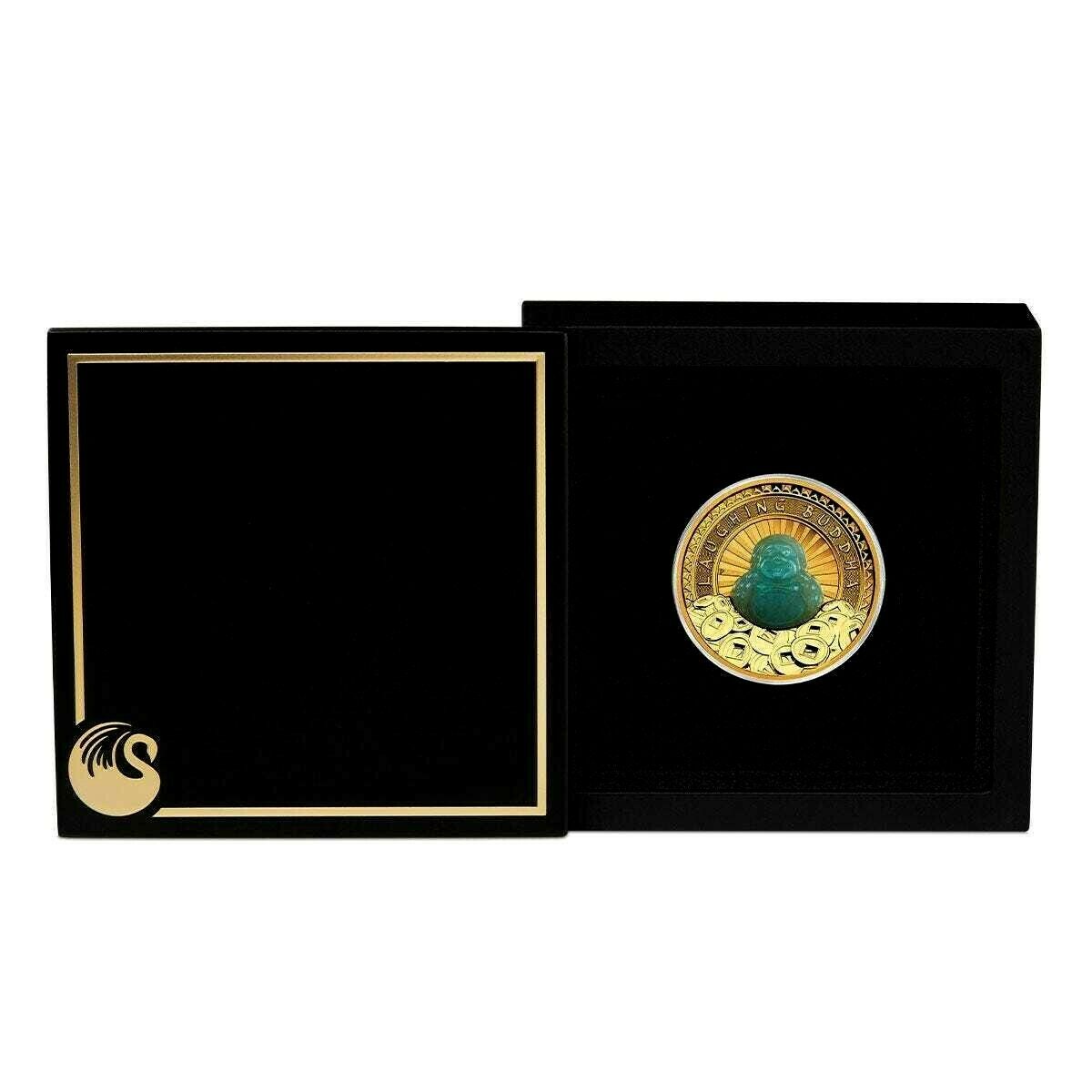 Tuvalu  2021 $100 Proof Laughing Buddha 1 Oz Gold & Jade Coin