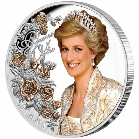 Niue 2021 $5 Diana Princess of Wales 1 Oz Silver Proof Rose Gold Plate