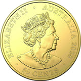 Australia 2020 50 Cent Uncirculated Australian Olympic Team Gold Plated Carded