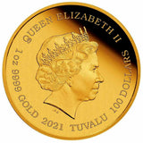 Tuvalu  2021 $100 Proof Laughing Buddha 1 Oz Gold & Jade Coin