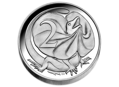 Australia 2018 2 Cent Fine Silver Proof World Money Fair 1oz High Relief Frilled Neck Lizard