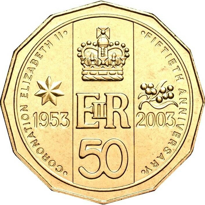 Australia 2003 50 Cent Bronze Uncirculated Golden Jubilee Coronation Stamp and Coin Cover PNC