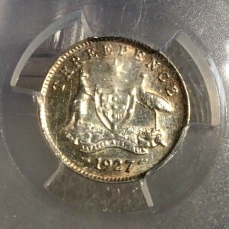 Australia 1927 3d Threepence Silver PCGS AU55