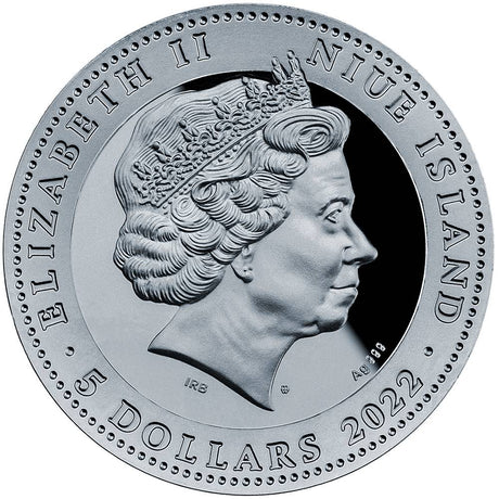 Niue 2022 Freya From the Goddess of Love Series 2 oz Pure Silver, Black Proof, Antiqued, High Relief, Microprinting, Laser Frosting, Resin Fill Coin
