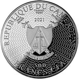 Cameroon 2021 500 Francs Silver Ruthenium Proof Coin - Solar System Series - Saturn with Magnifying Lens Coloured