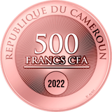 Republique du Cameroon 2022 500 Francs CFA This is Love Rose Gold-plating Crystal Heart Valentine's Day .999 Silver Coin