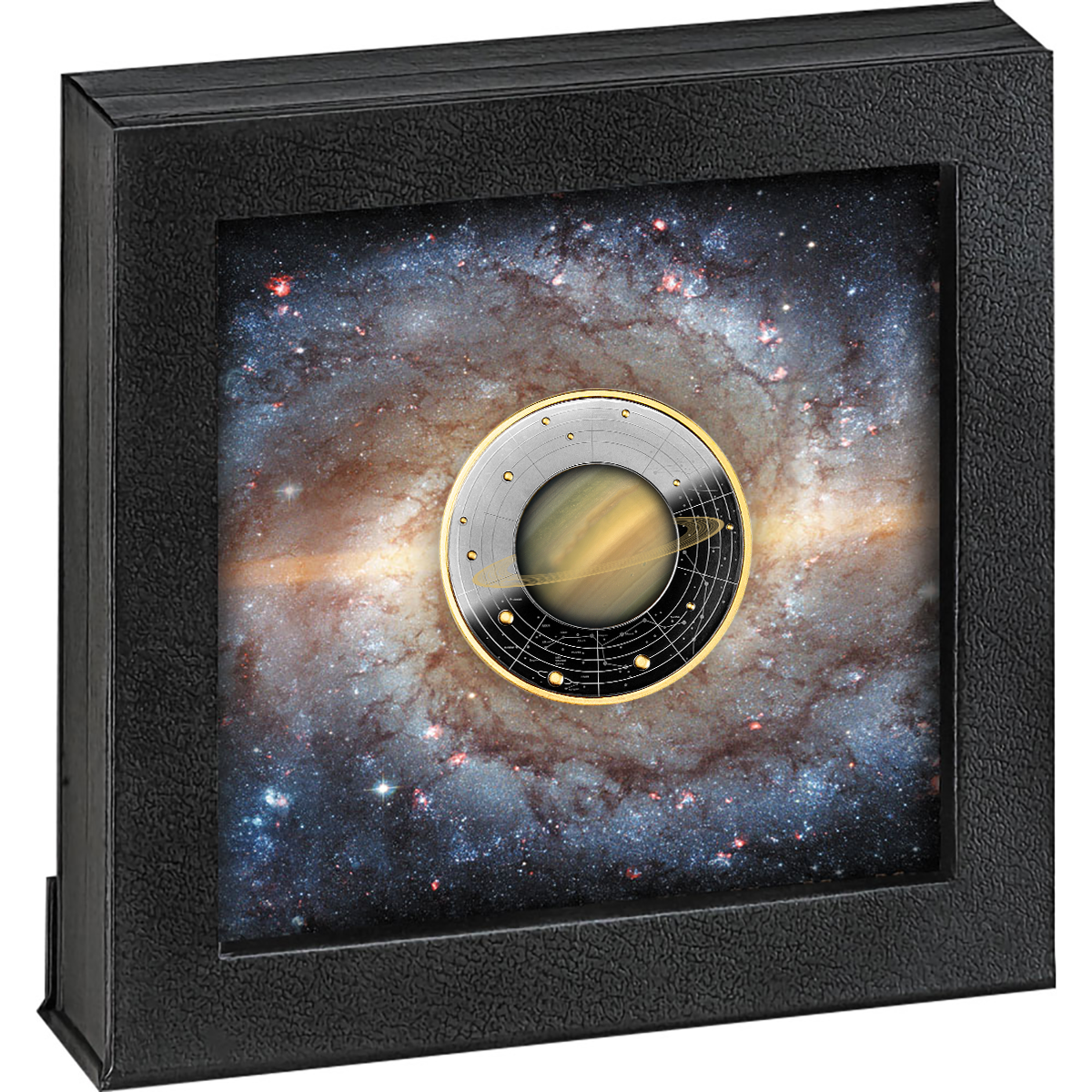 Cameroon 2021 500 Francs Silver Ruthenium Proof Coin - Solar System Series - Saturn with Magnifying Lens Coloured