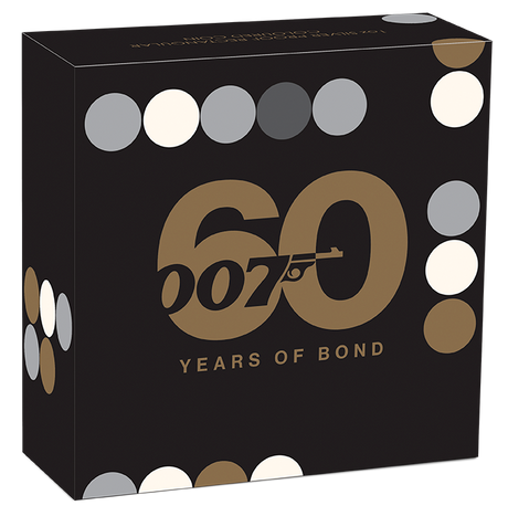 Tuvalu 2022 $1 60 Years of Bond 1oz Silver Proof Rectangular Coin