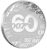 Tuvalu 2022 $1 James Bond 60 Years of Bond 1oz Silver Brilliant Uncirculated Coin in Card Perth Mint