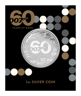 Tuvalu 2022 $1 James Bond 60 Years of Bond 1oz Silver Brilliant Uncirculated Coin in Card Perth Mint